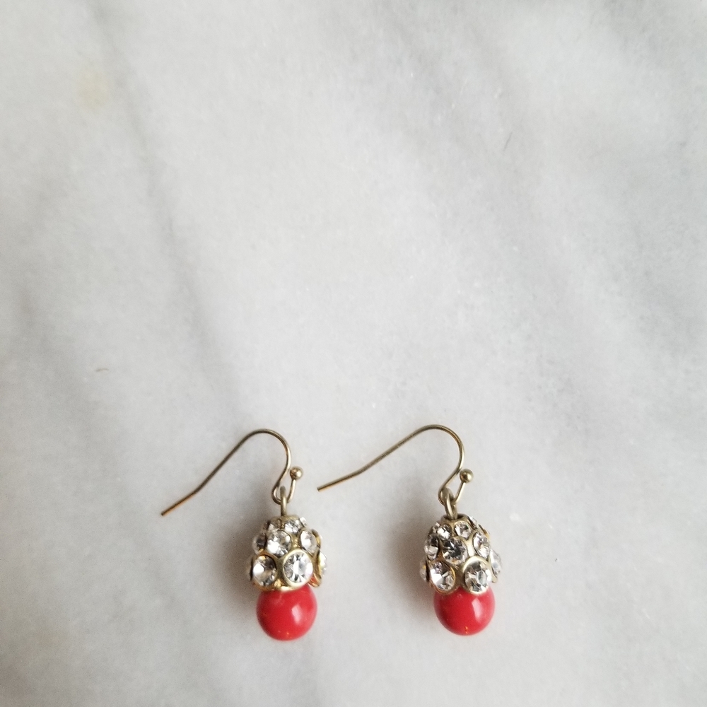 Red and crystal earrings - Picture 6 of 9